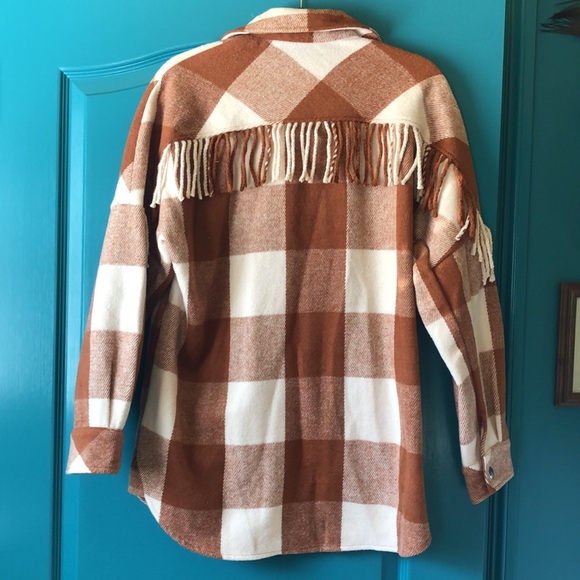 Steve Madden BB DAKOTA woman’s Rust & Cream Skacket with Fringe / Medium - Picture 2 of 8